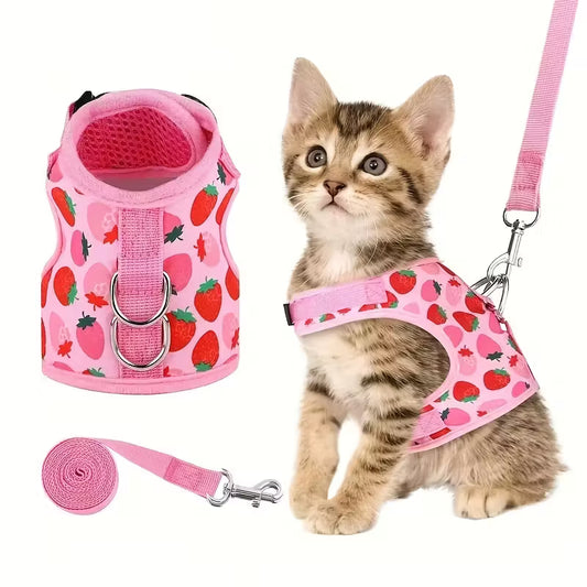 Soft Adjustable Cat Harness with Leash
