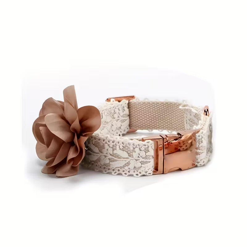 Elegant Lace Flower Pet Collar And Leash