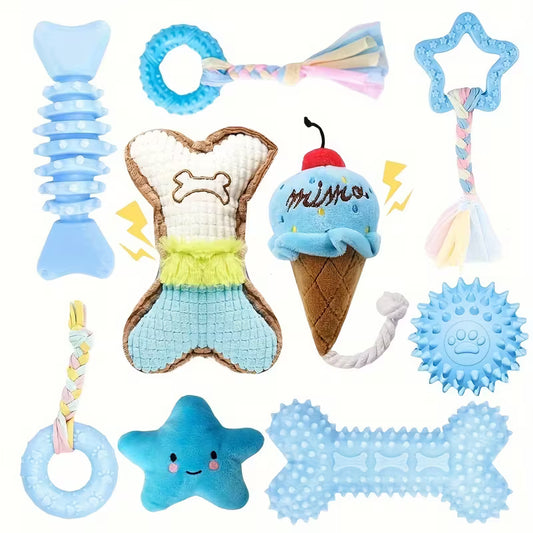 Cute Soft Rubber Pet Chew Toy Set of 9