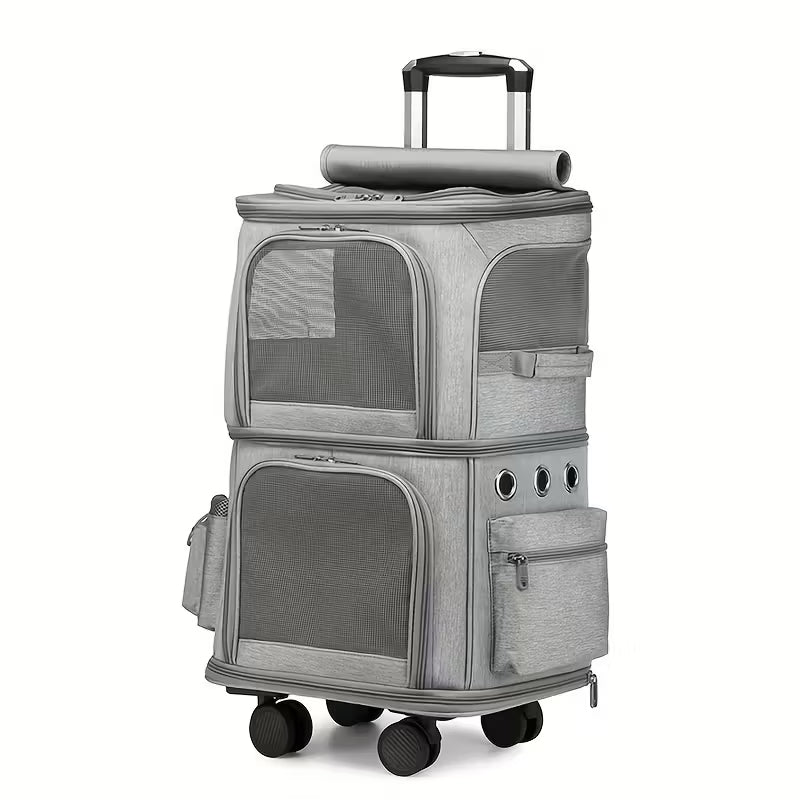 Double-Layer Pet Rolling Pet Carrier Backpack