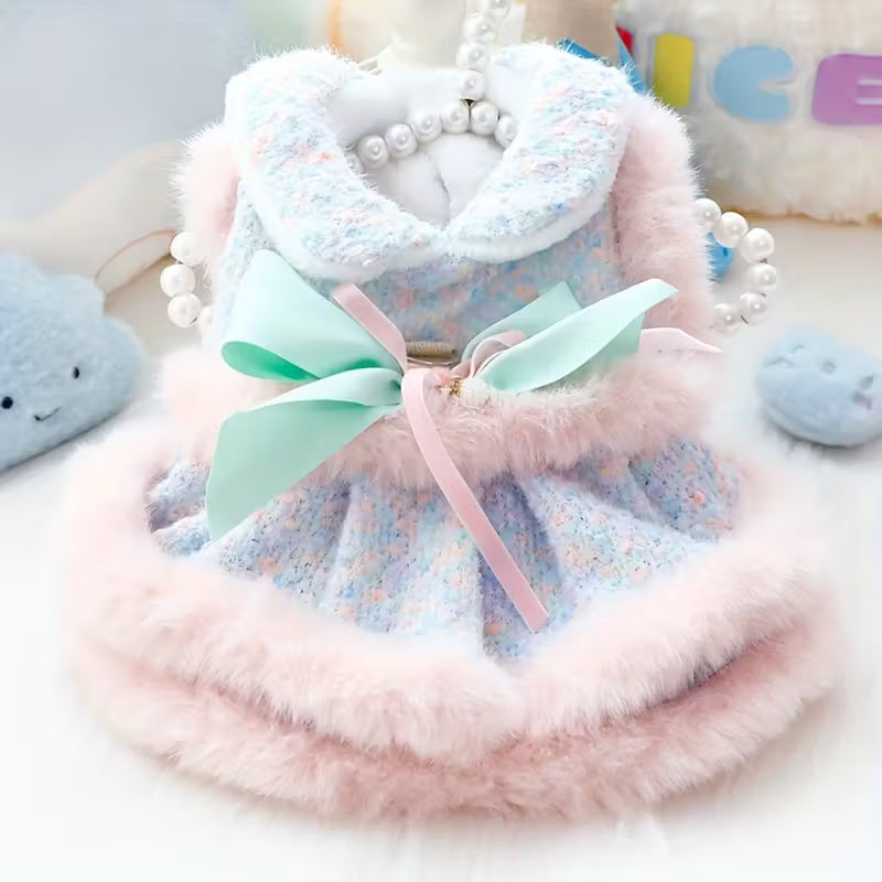Charming Princess Pink & Blue Plush Pet Dress
