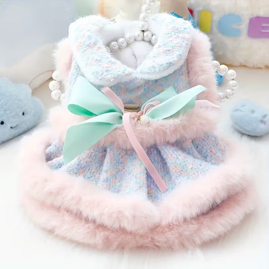 Charming Princess Pink & Blue Plush Pet Dress