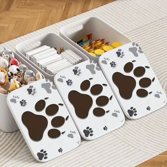 3pcs Cute Animal Paw Print Storage Boxes with Lids