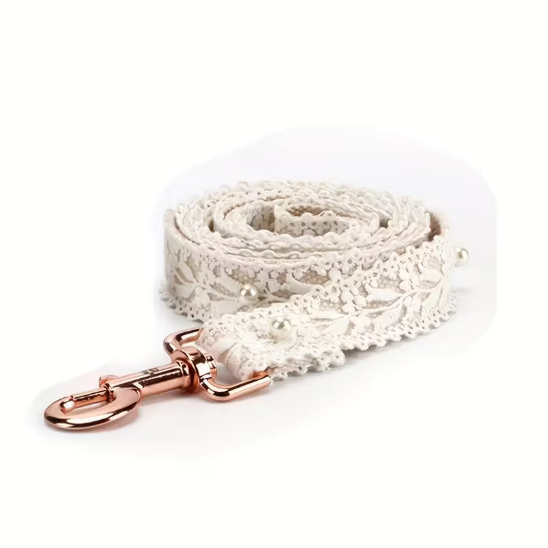 Elegant Lace Flower Pet Collar And Leash