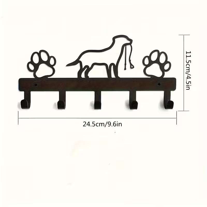 Metal Dog Leash Organizer with Paw Prints