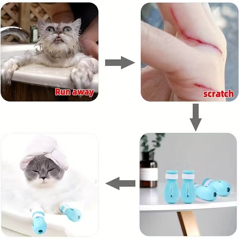 4 Adjustable Silicone Cat Paw Protectors