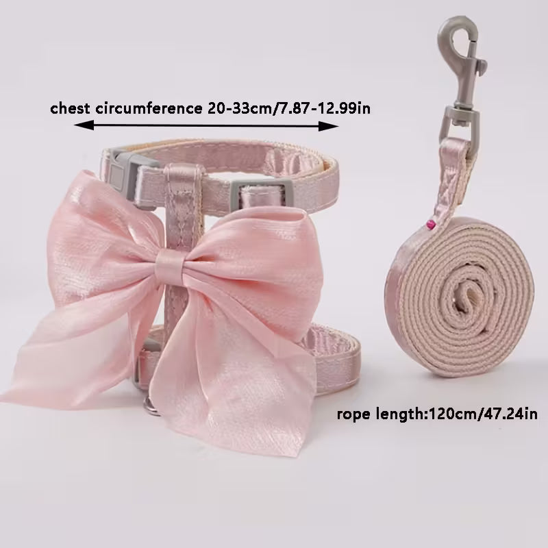 Bow Design Cat Chest Harness and Leash Set