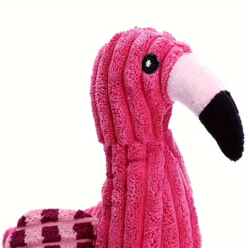 Adorable Flamingo Design Squeaky Corduroy Plush Toy