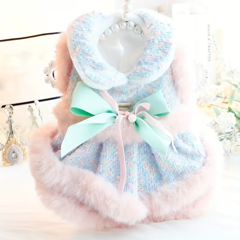 Charming Princess Pink & Blue Plush Pet Dress