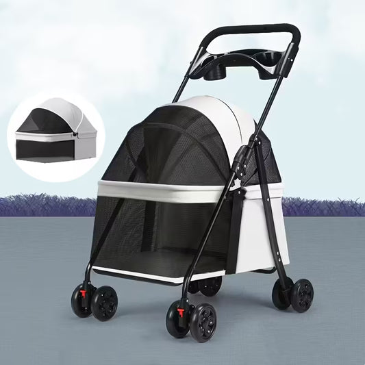 3-in-1 Premium Foldable Pet Stroller for Small Dogs & Cats