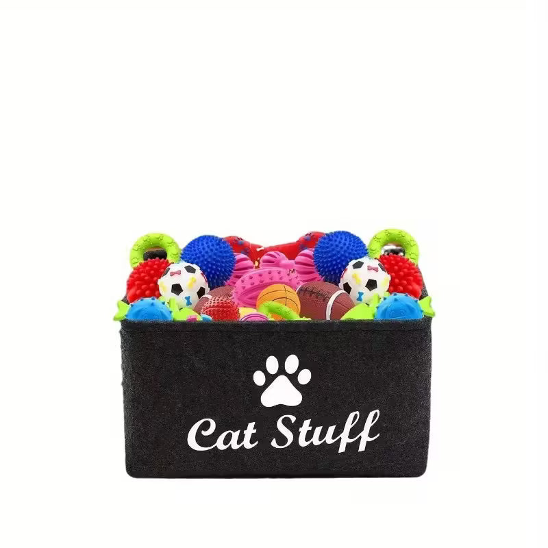 Cat Stuff Pet Storage Bin with Handles