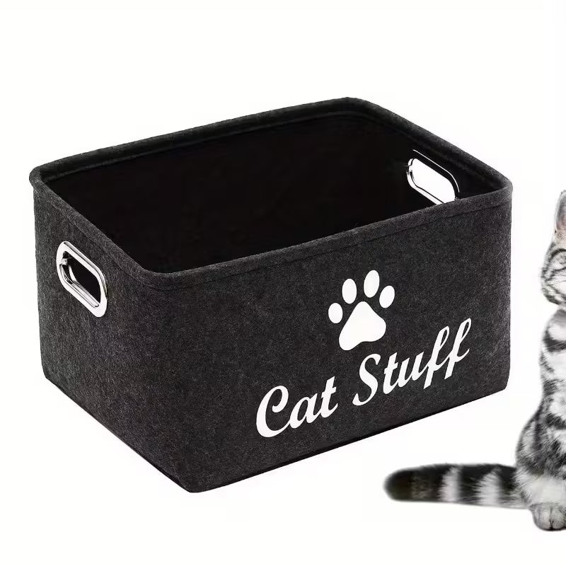 Cat Stuff Pet Storage Bin with Handles