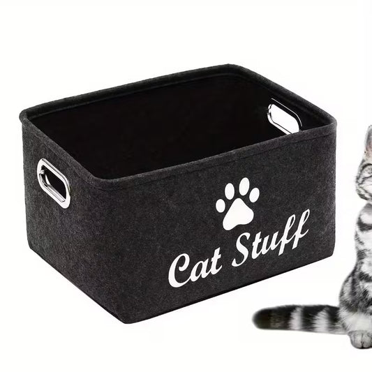 Cat Stuff Pet Storage Bin with Handles