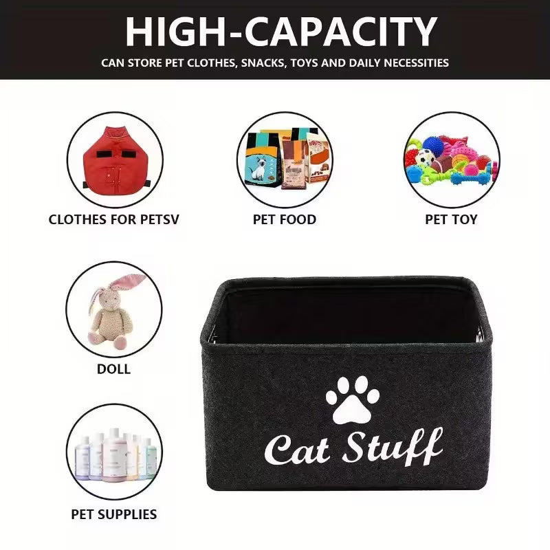 Cat Stuff Pet Storage Bin with Handles