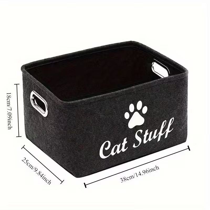 Cat Stuff Pet Storage Bin with Handles