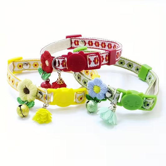 Embroidered Floral Polyester Fiber Cat Collar