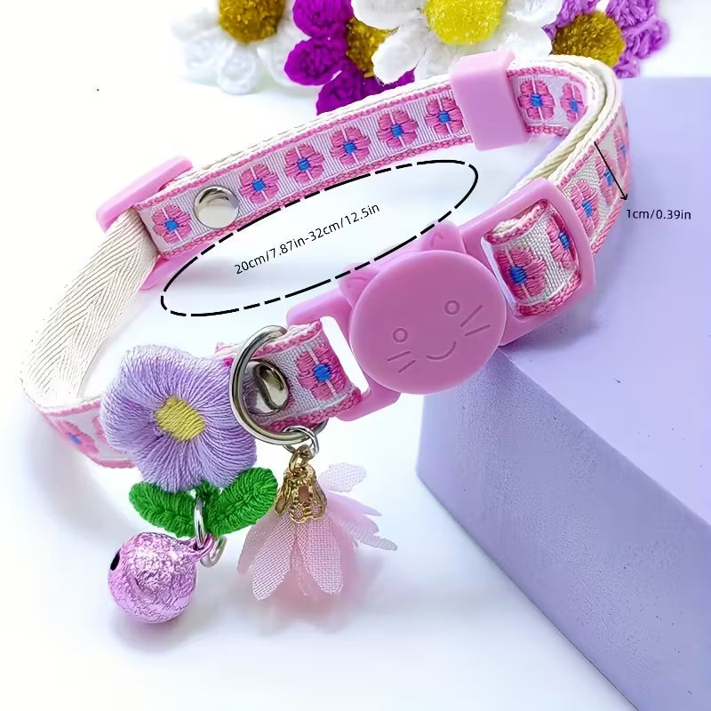Embroidered Floral Polyester Fiber Cat Collar