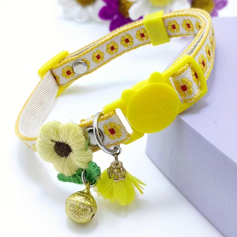 Embroidered Floral Polyester Fiber Cat Collar
