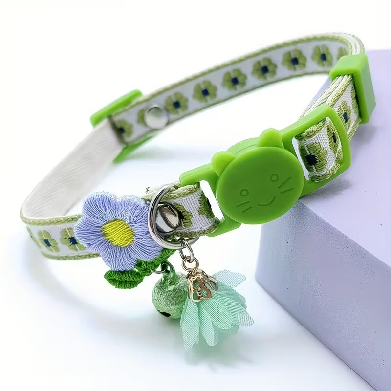 Embroidered Floral Polyester Fiber Cat Collar