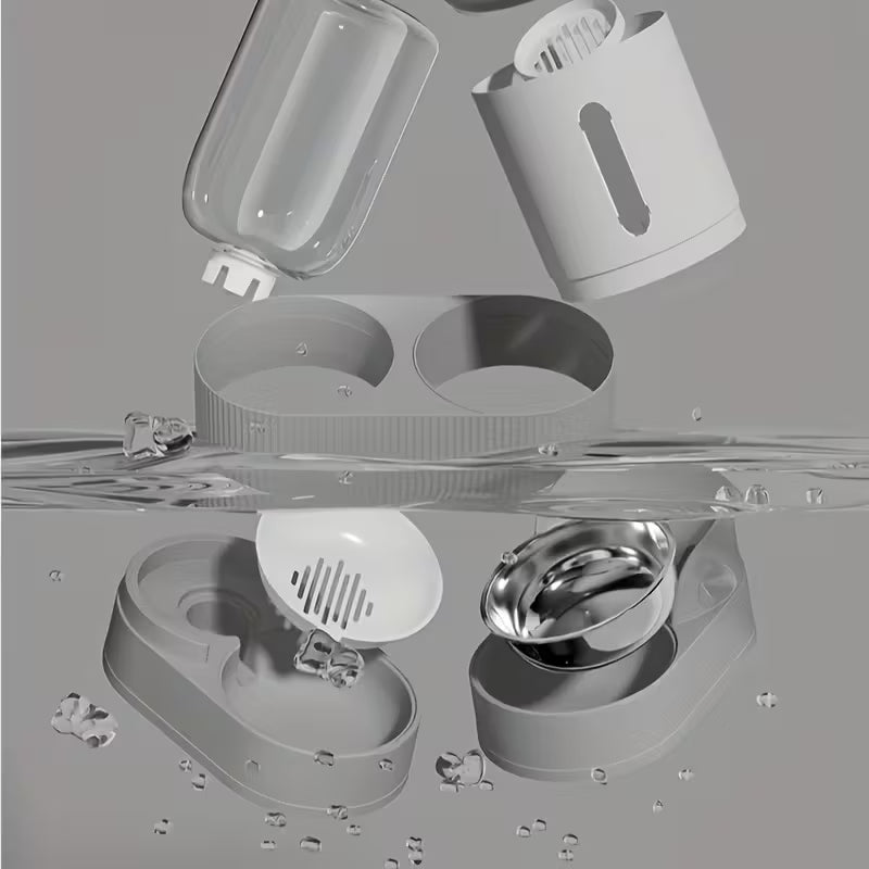 Automatic Pet Feeder Bowl Cat Water Dispenser Combo