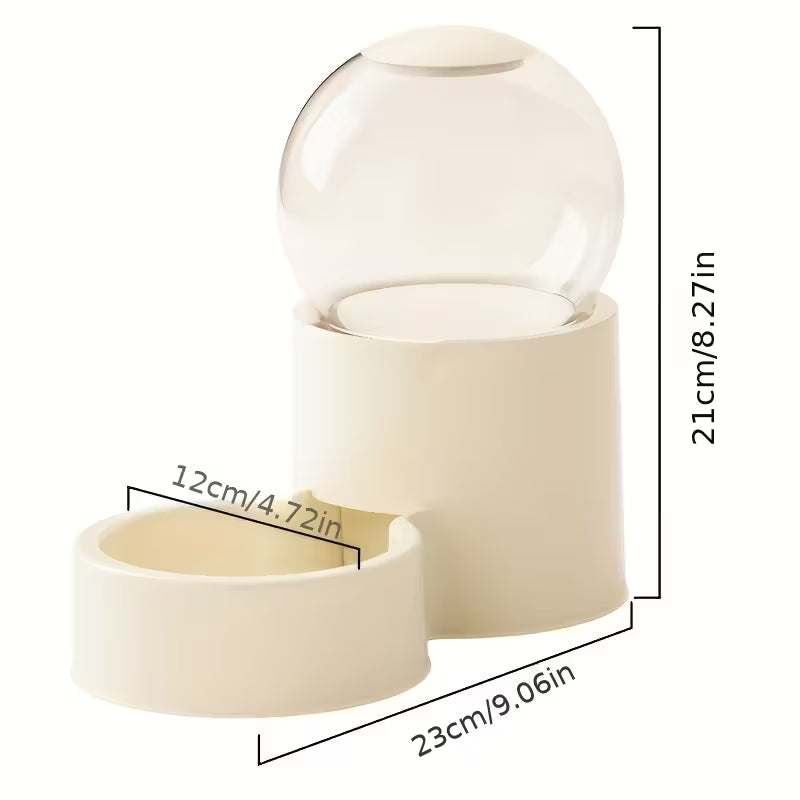 Automatic Beige Cat Feeder and Water Dispenser Set of 2
