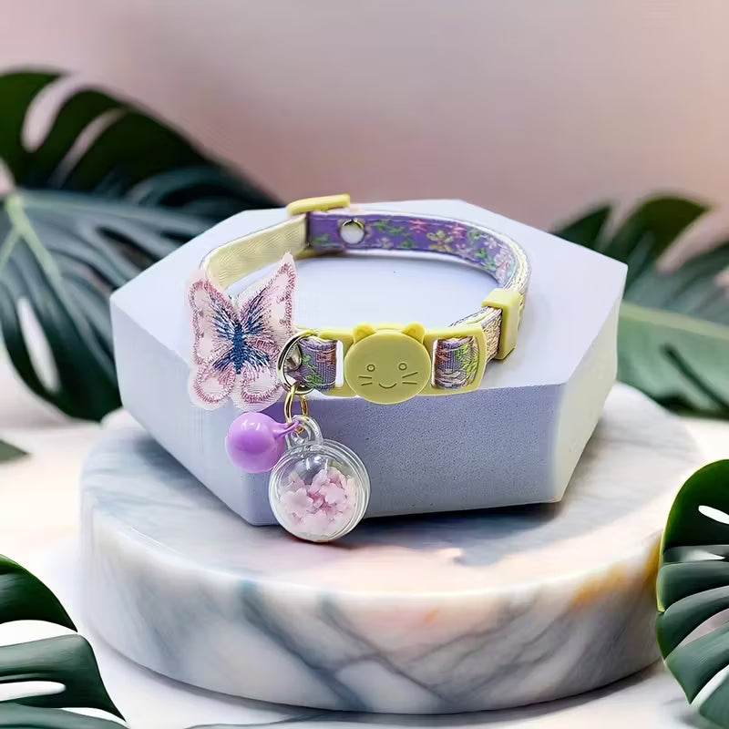 Pastel Floral & Butterfly Glow In The Dark Pet Collar