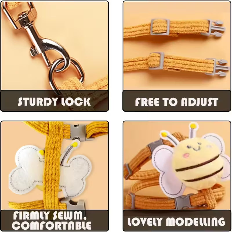 Cute Bee Cat Chest Harness and Leash Set