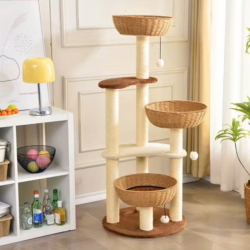 Luxury Modern Basket Cat Condo Tree Tower