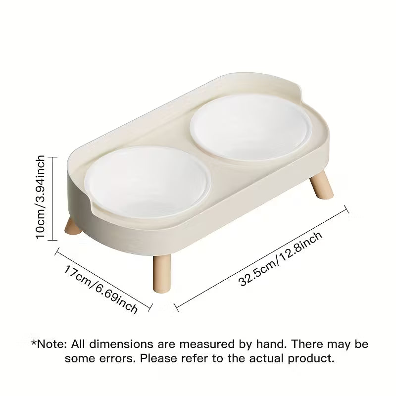 Dual Bowl White Pet Feeder