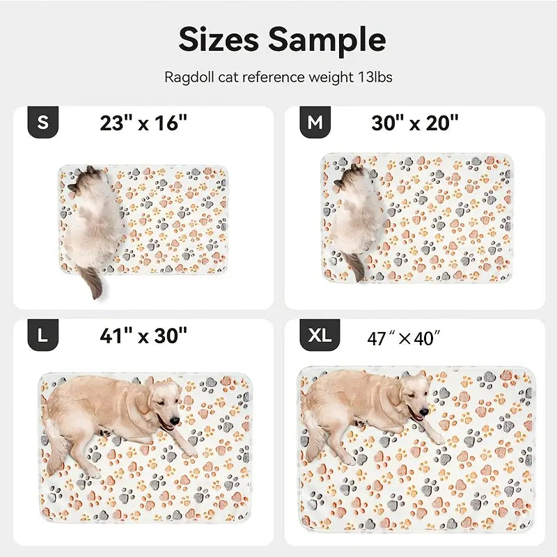 3-Pack Soft Plush Pet Blankets with Paw Print Design