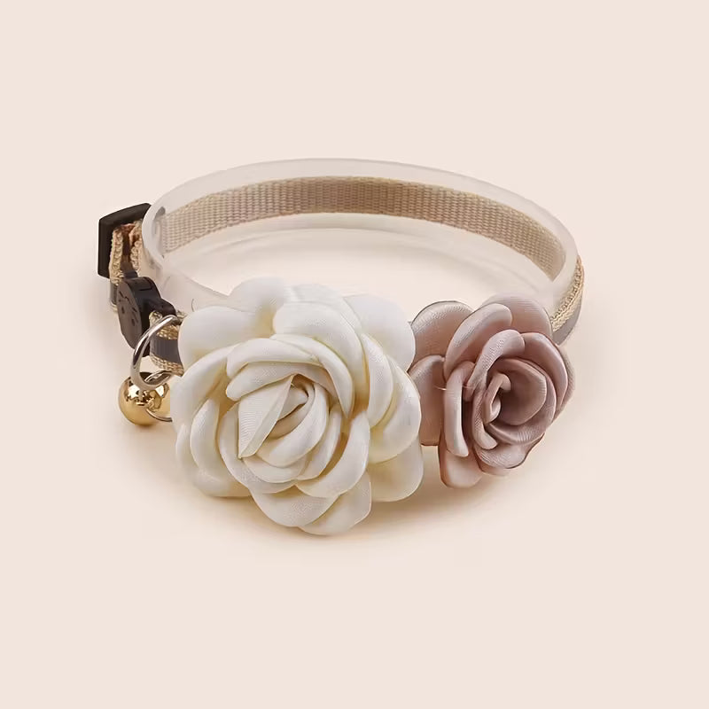 Elegant Polyester Double Rose Flower Pet Collar