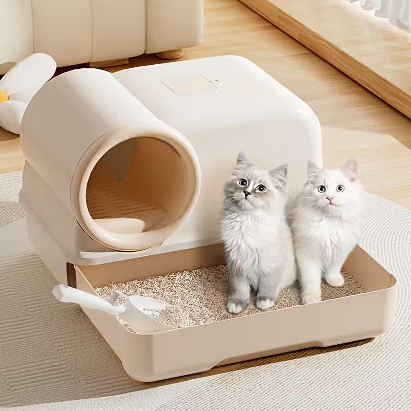 Enclosed Cat Litter Box with Corridor