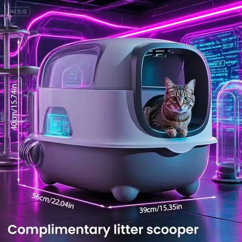 Heavy-Duty Plastic Enclosed Litter Box