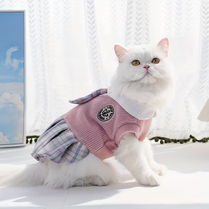 Cat Autumn And Winter Plaid Dresses