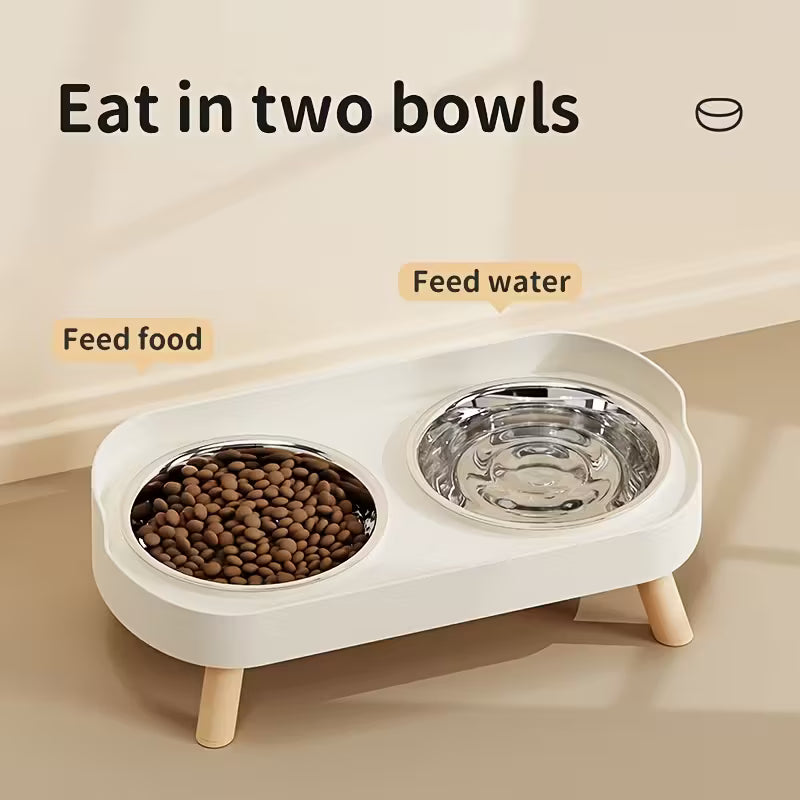 Dual Bowl Pink Pet Feeder