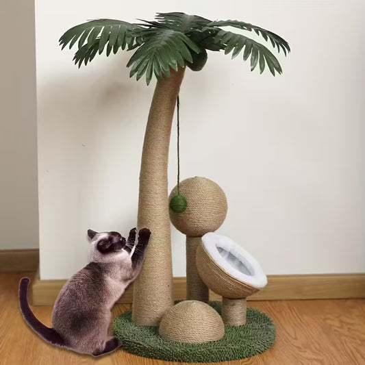Cat Palm Tree Tower with Coconuts Scratch Posts