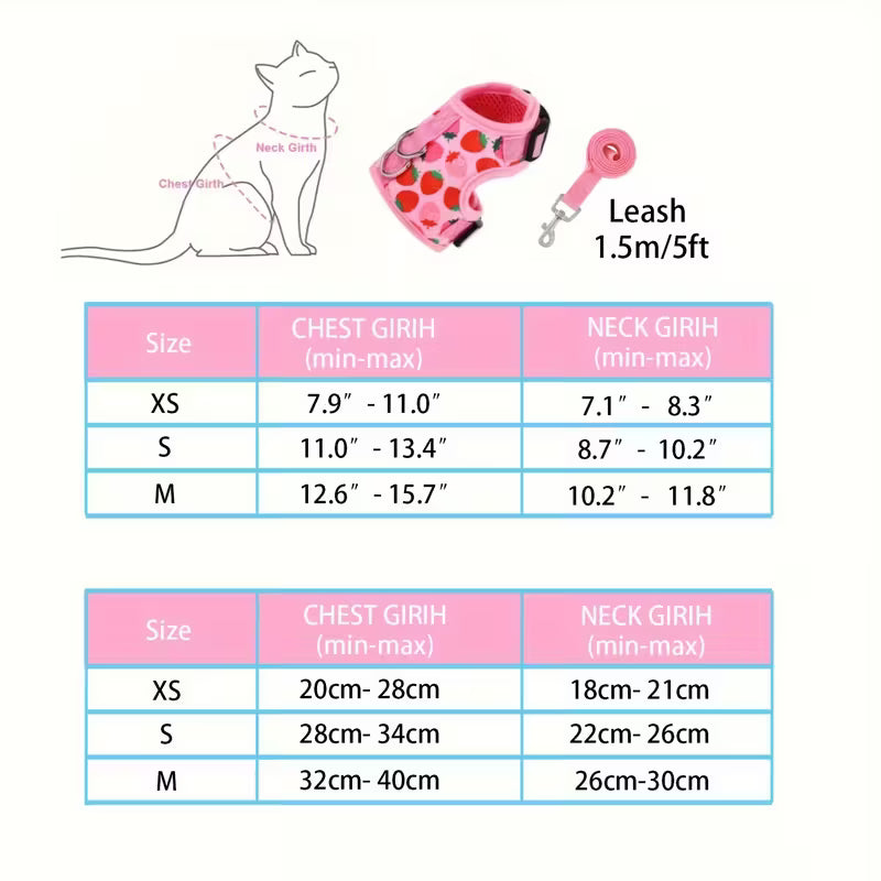 Soft Adjustable Cat Harness with Leash