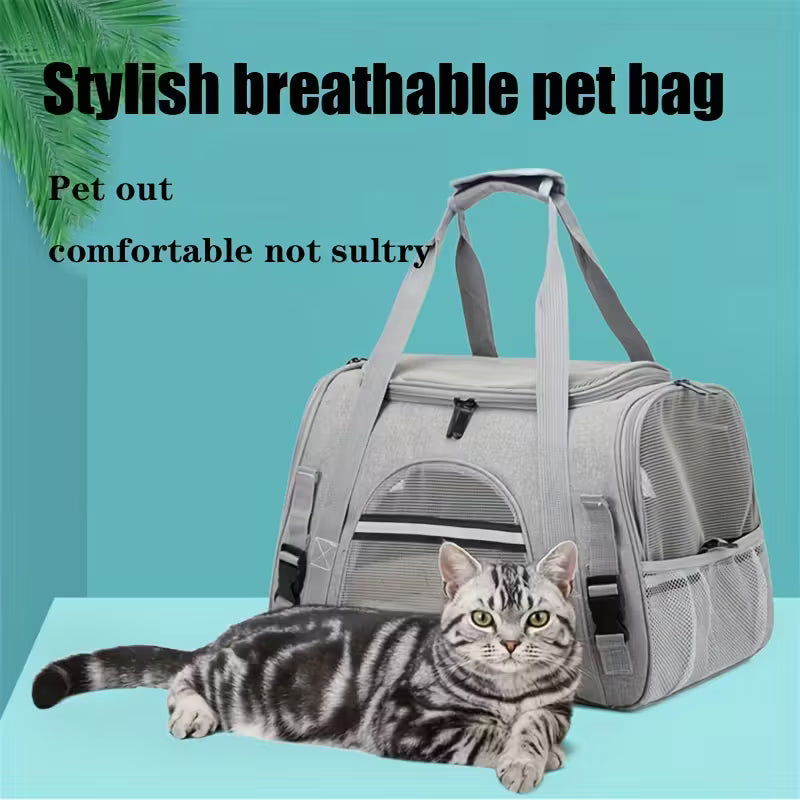 Portable Cat Carrier with Plush Mat