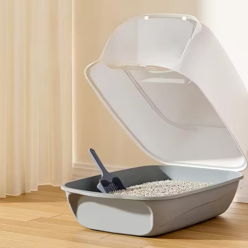 Heavy-Duty Plastic Enclosed Litter Box