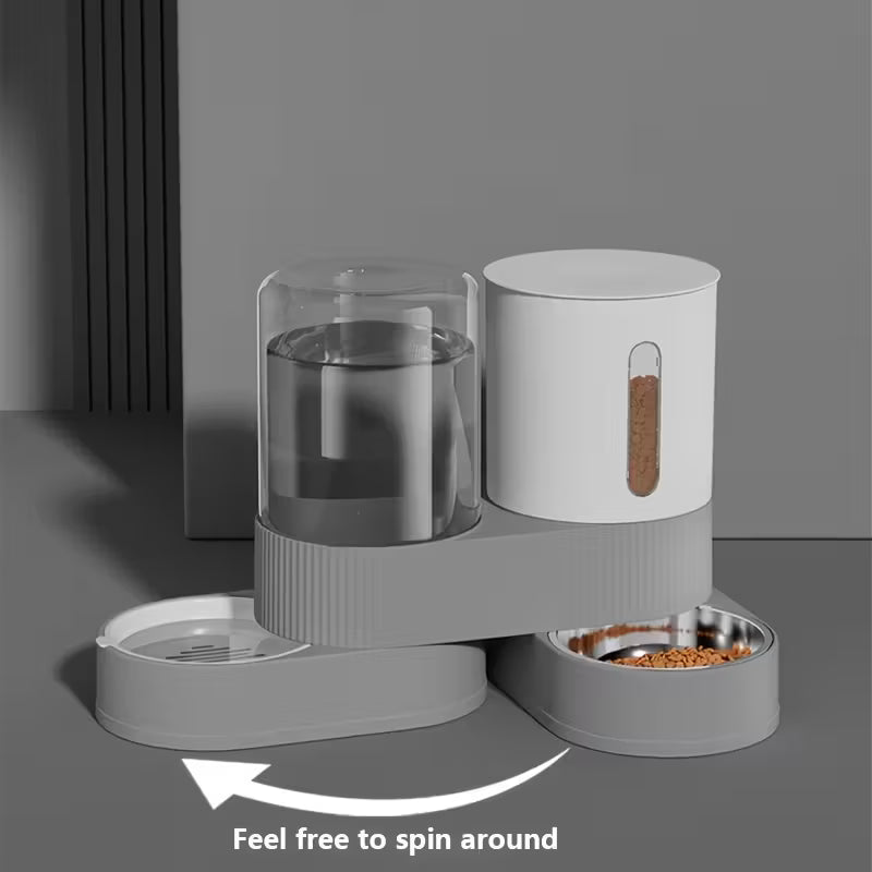 Automatic Pet Feeder Bowl Cat Water Dispenser Combo