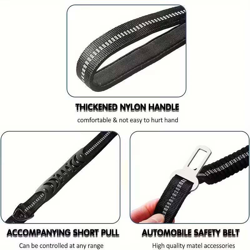 Elastic Shock-Absorbing Dog Leash with Poop Bag Holder