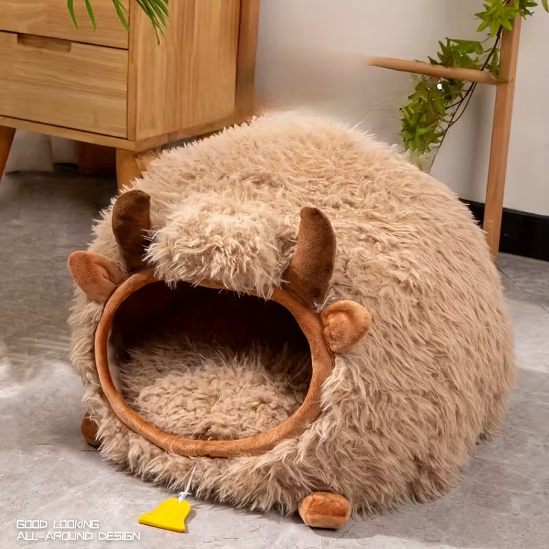 Yak Cow Shaped Cat Bed