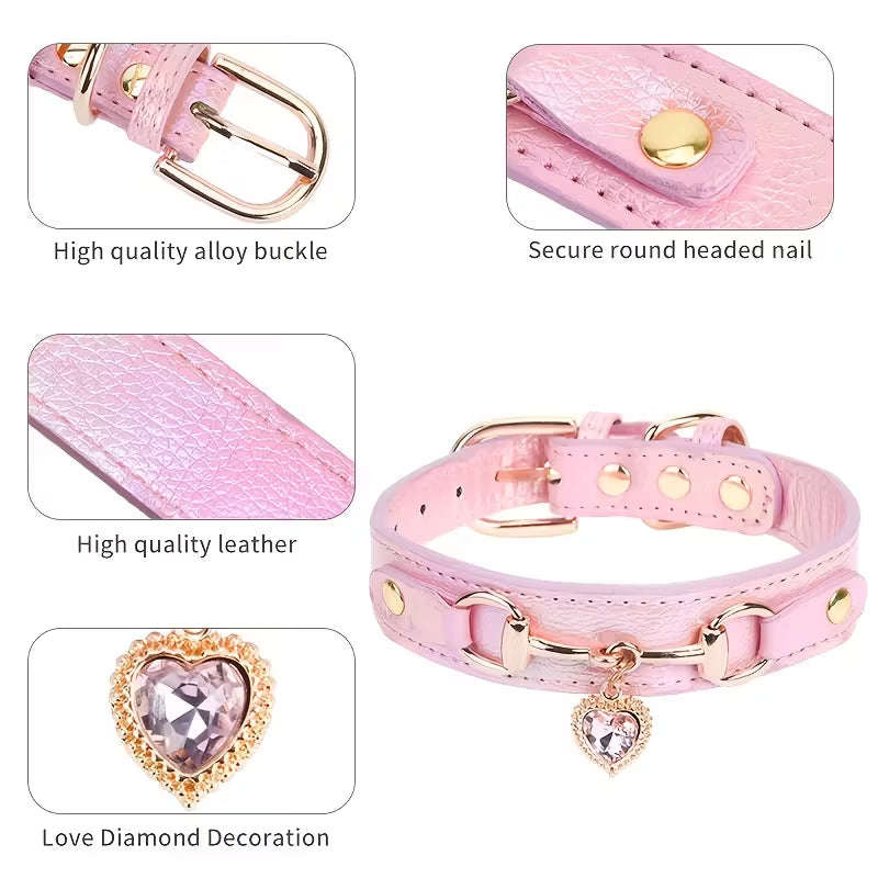 Love Heart Diamond Pet Collar