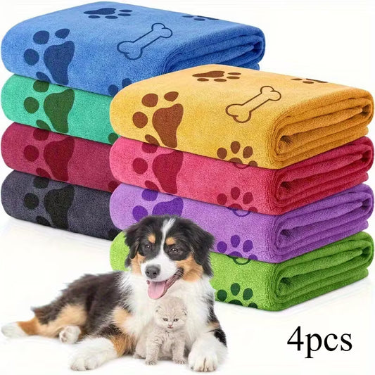 4pcs Quick-Dry Pet Towels for Pets Assorted