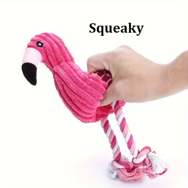Adorable Flamingo Design Squeaky Corduroy Plush Toy