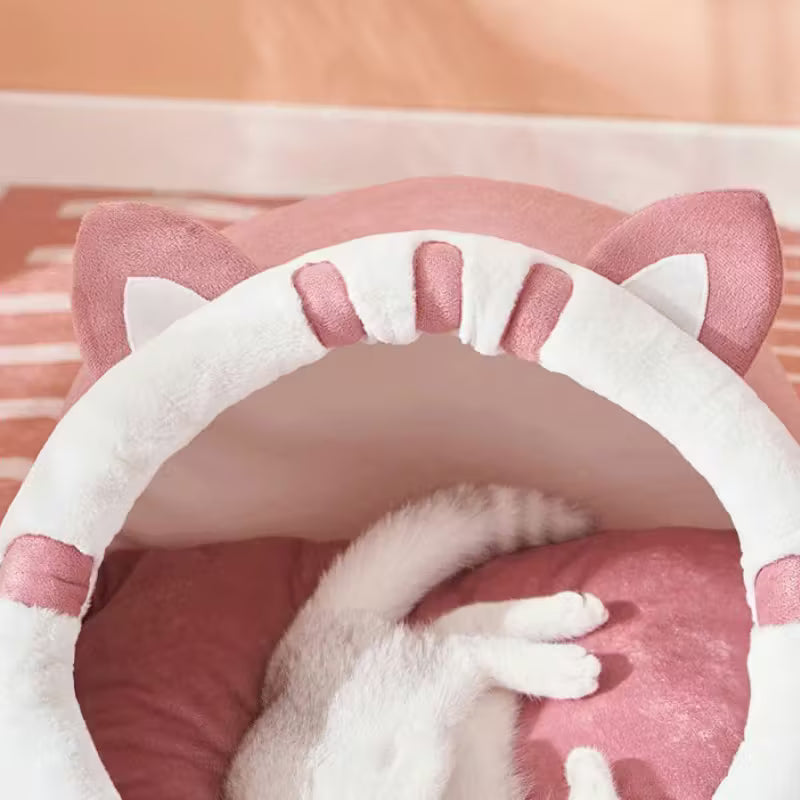 Cute Pink Cat Shaped Pet Bed