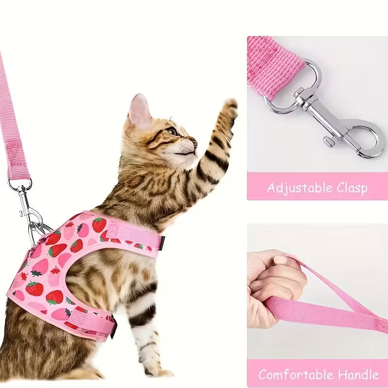 Soft Adjustable Cat Harness with Leash