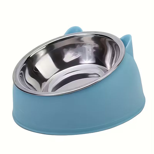Elevated Stainless Steel Blue Cat Bowl