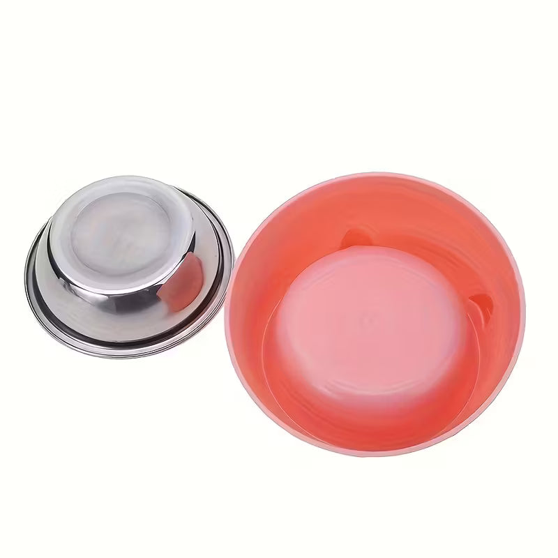 Elevated Stainless Steel White Cat Bowl