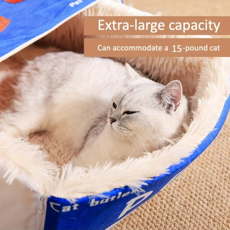 Rectangular Fully Enclosed Cat Bed with Snack Box Design